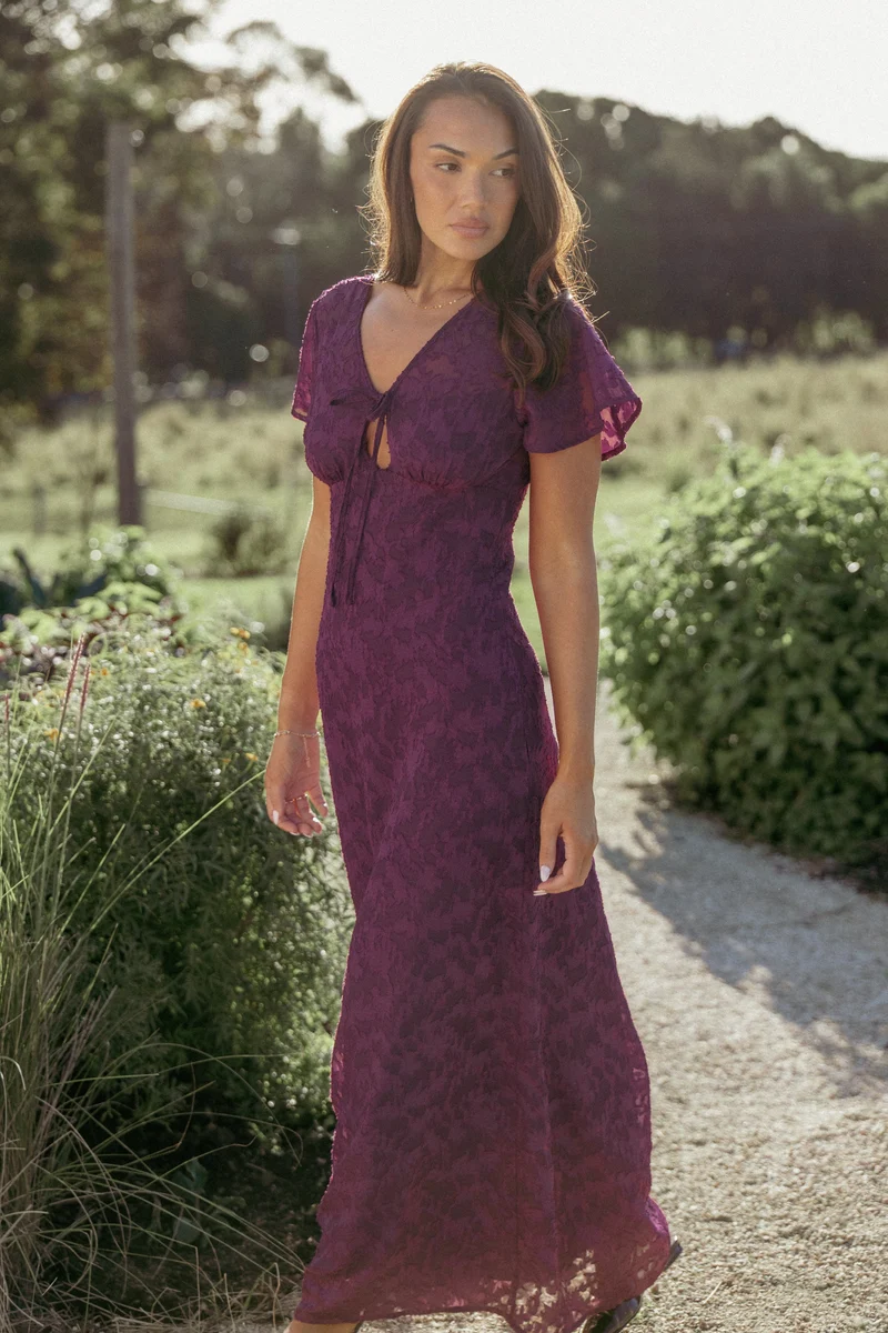 Emmy Jacquard Maxi Dress - Grape Purple