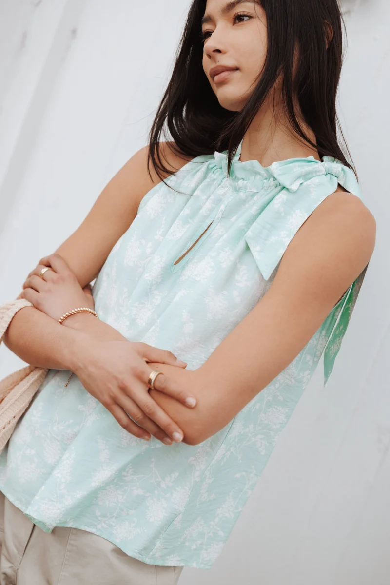 Winslow Halterneck Top - Green Spring Floral