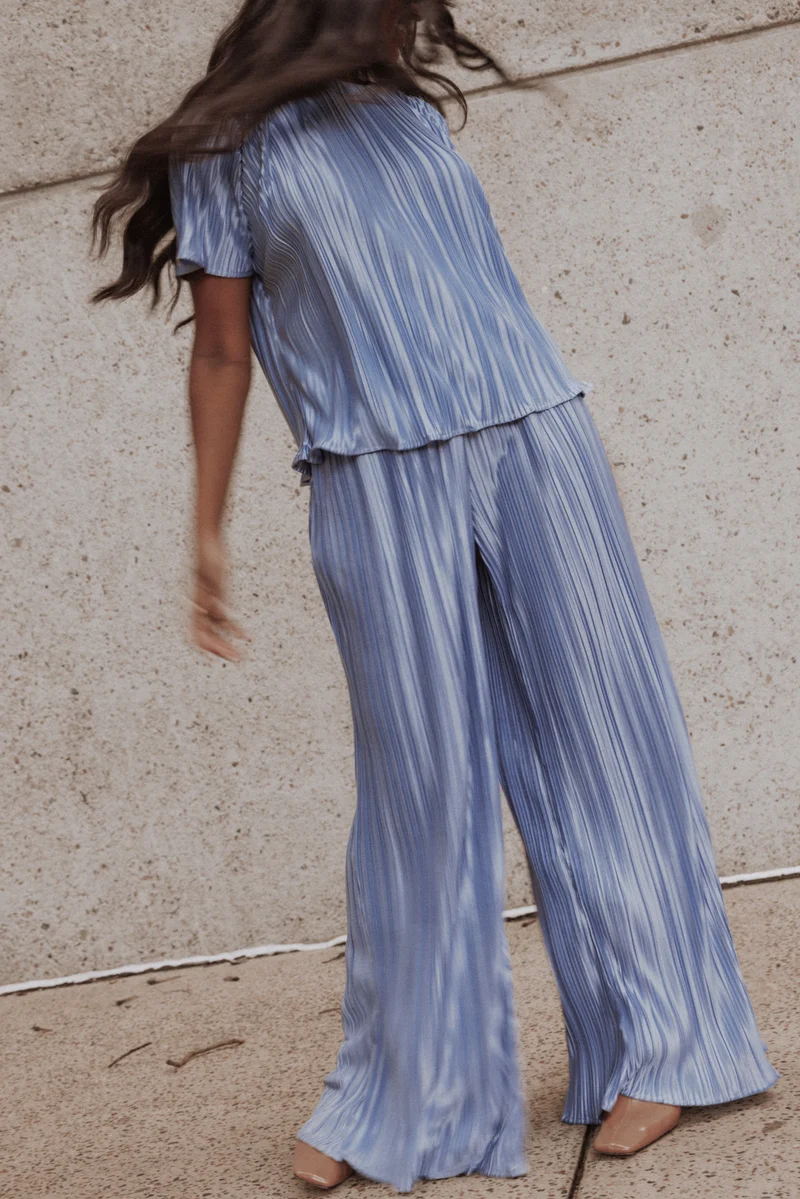 Belli Pleated Pant Set - Icy Blue