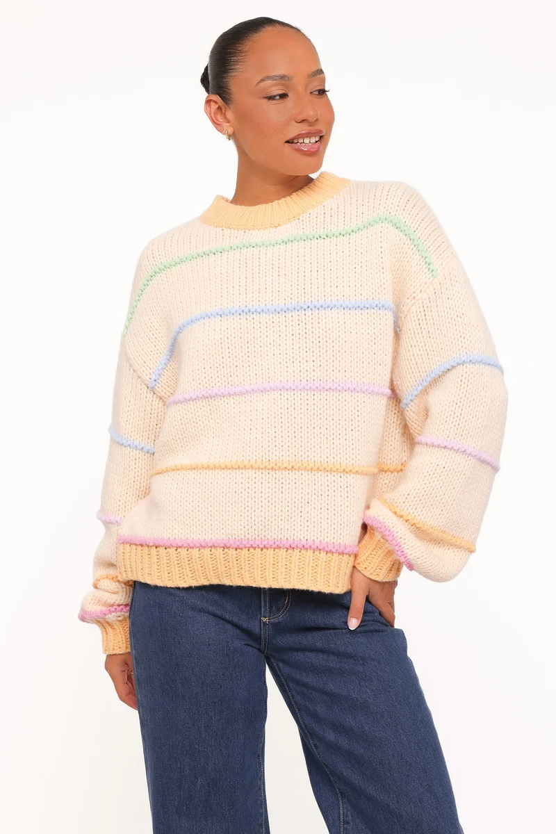 Hamilton Texture Stripe Sweater - Cream Multi