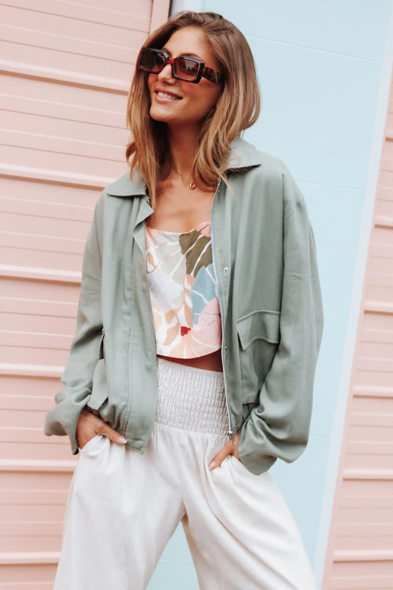 Julie Bubble Hem Jacket - Green
