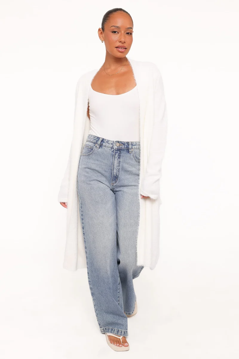 Louella Fluffy Open Cardigan - White