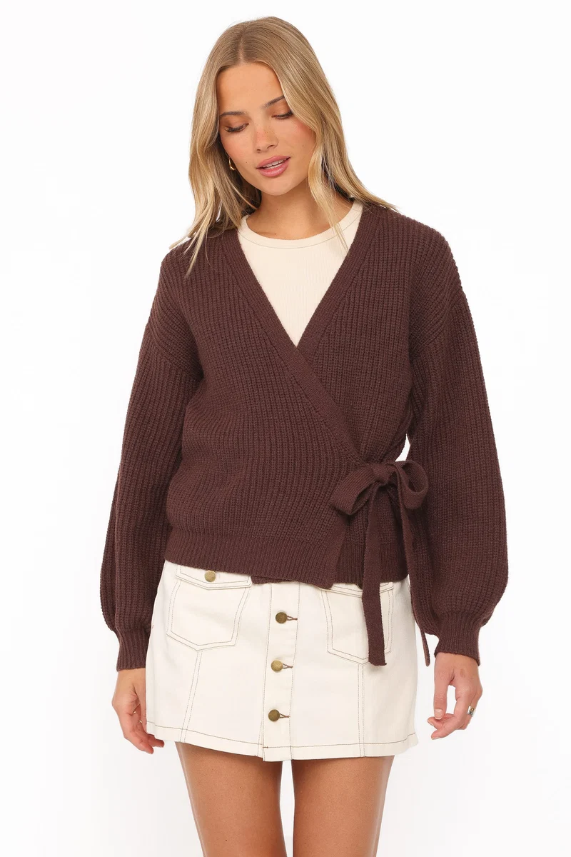 Edwards Wrap Cardigan - Chocolate
