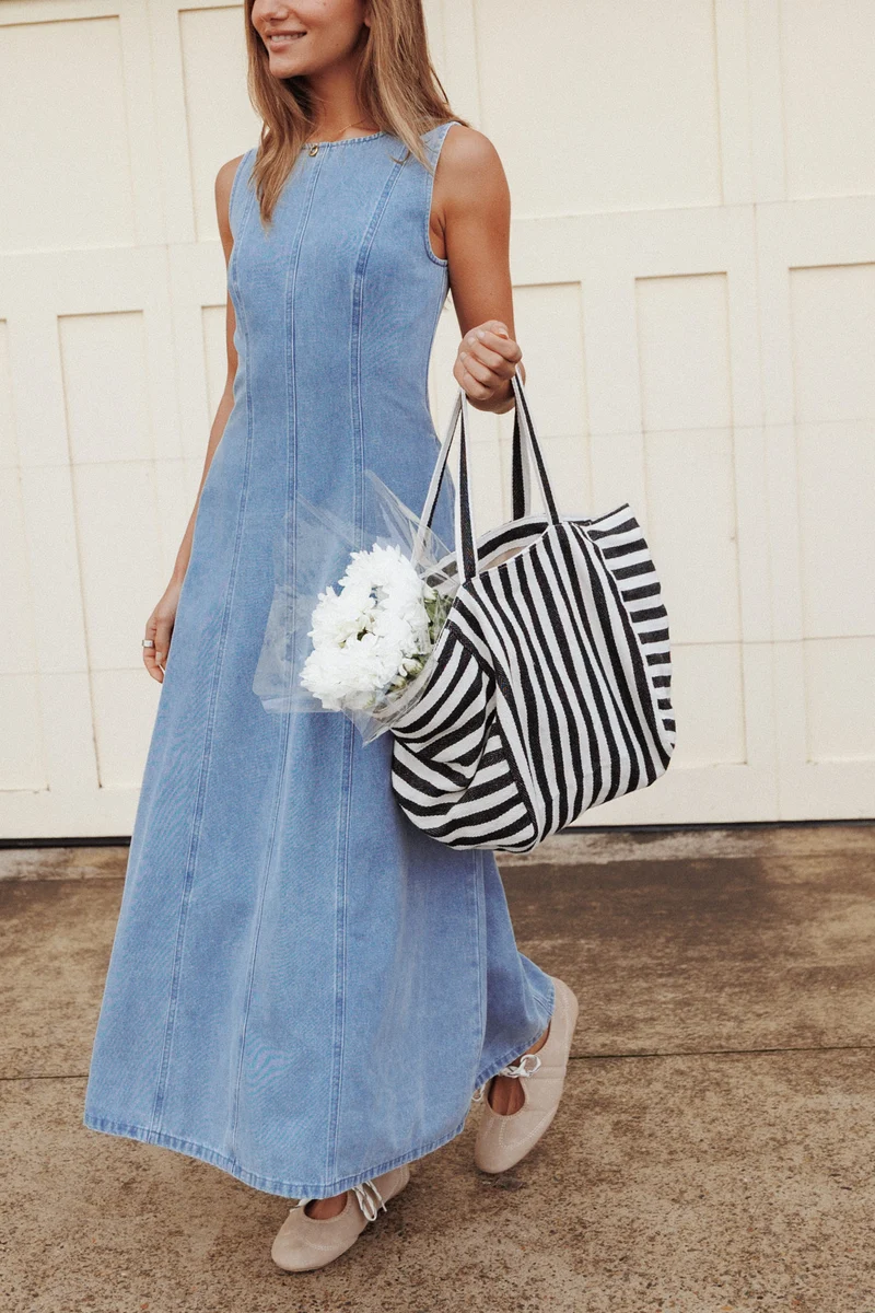 Cady Denim Maxi Dress - Blue