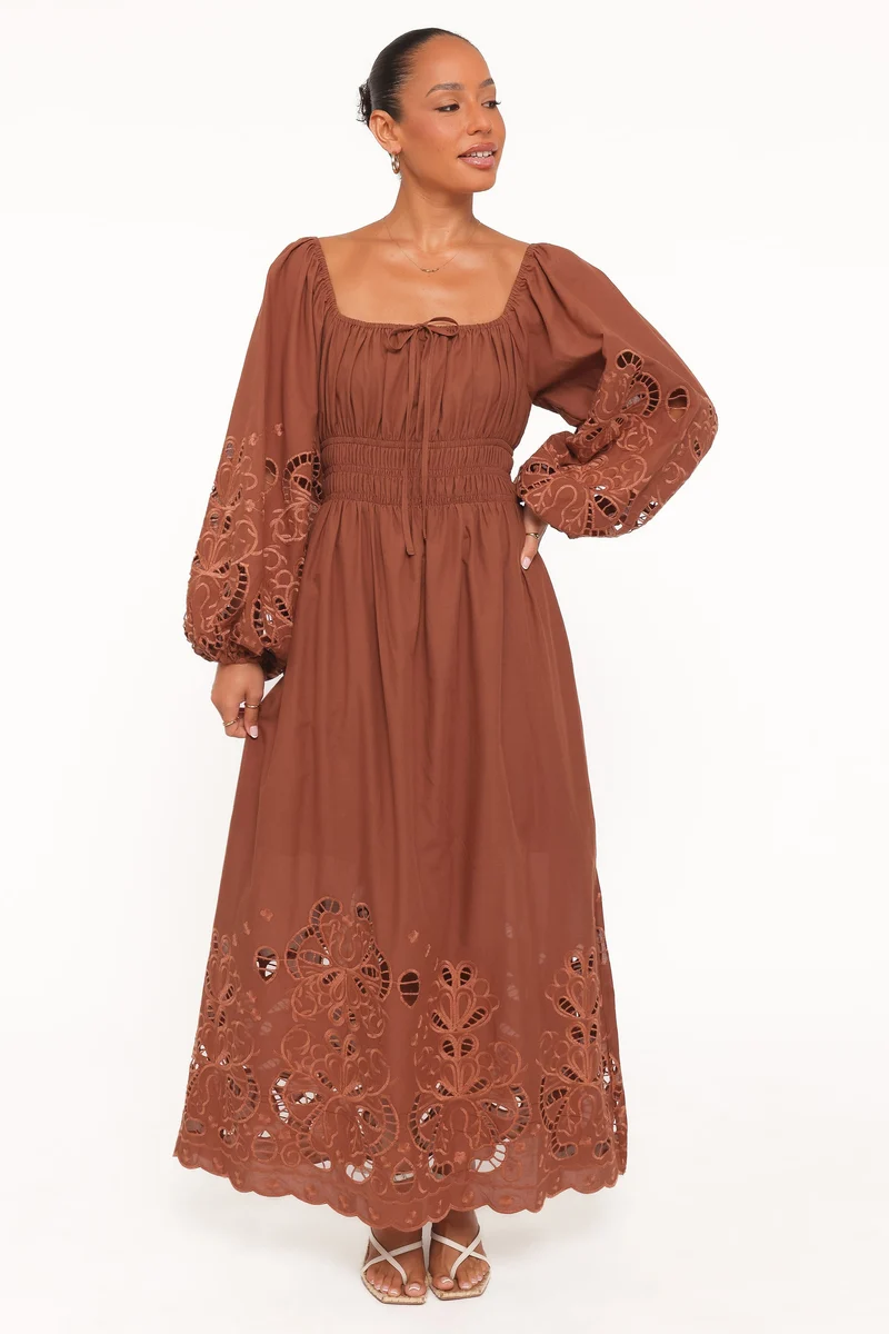 Mirren Midi Dress - Chocolate Brown