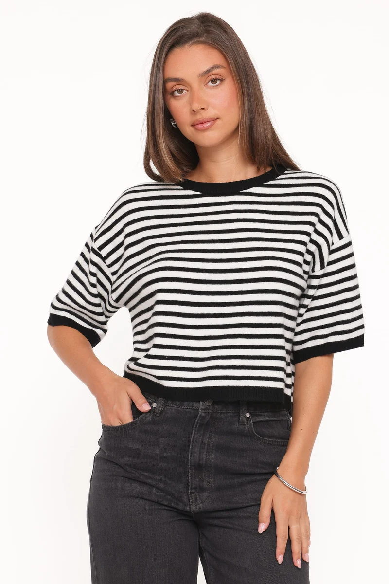 Ceres Knitted Tee - Black/White