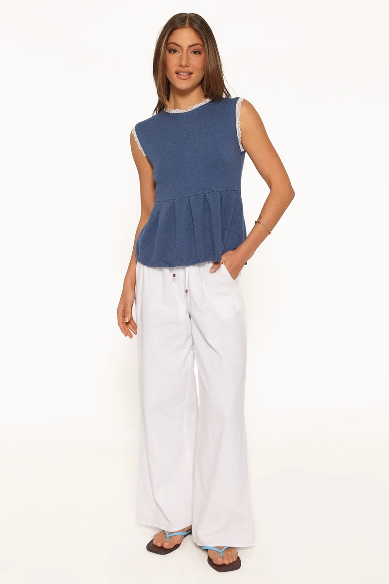 Zivia Knit Peplum Top - Blue