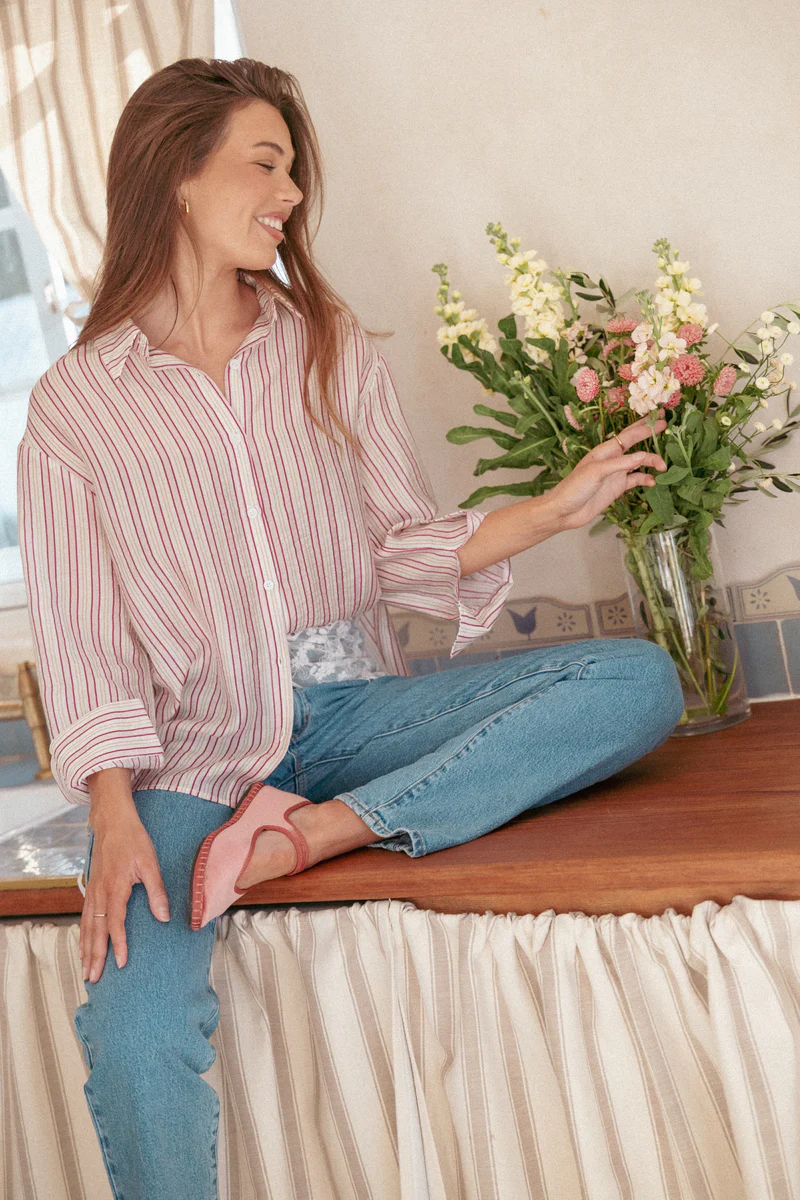 Nuala Oversized Shirt - Pink Candy Stripe