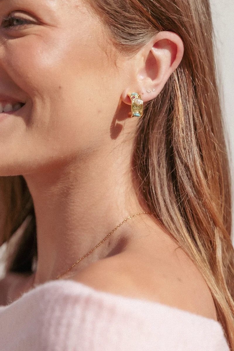 Delphine Earrings - Blue Gold