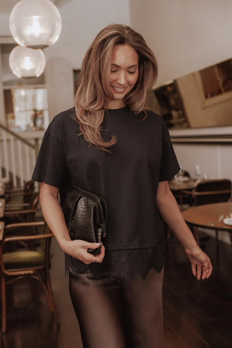 Paolina Lace Tee - Black
