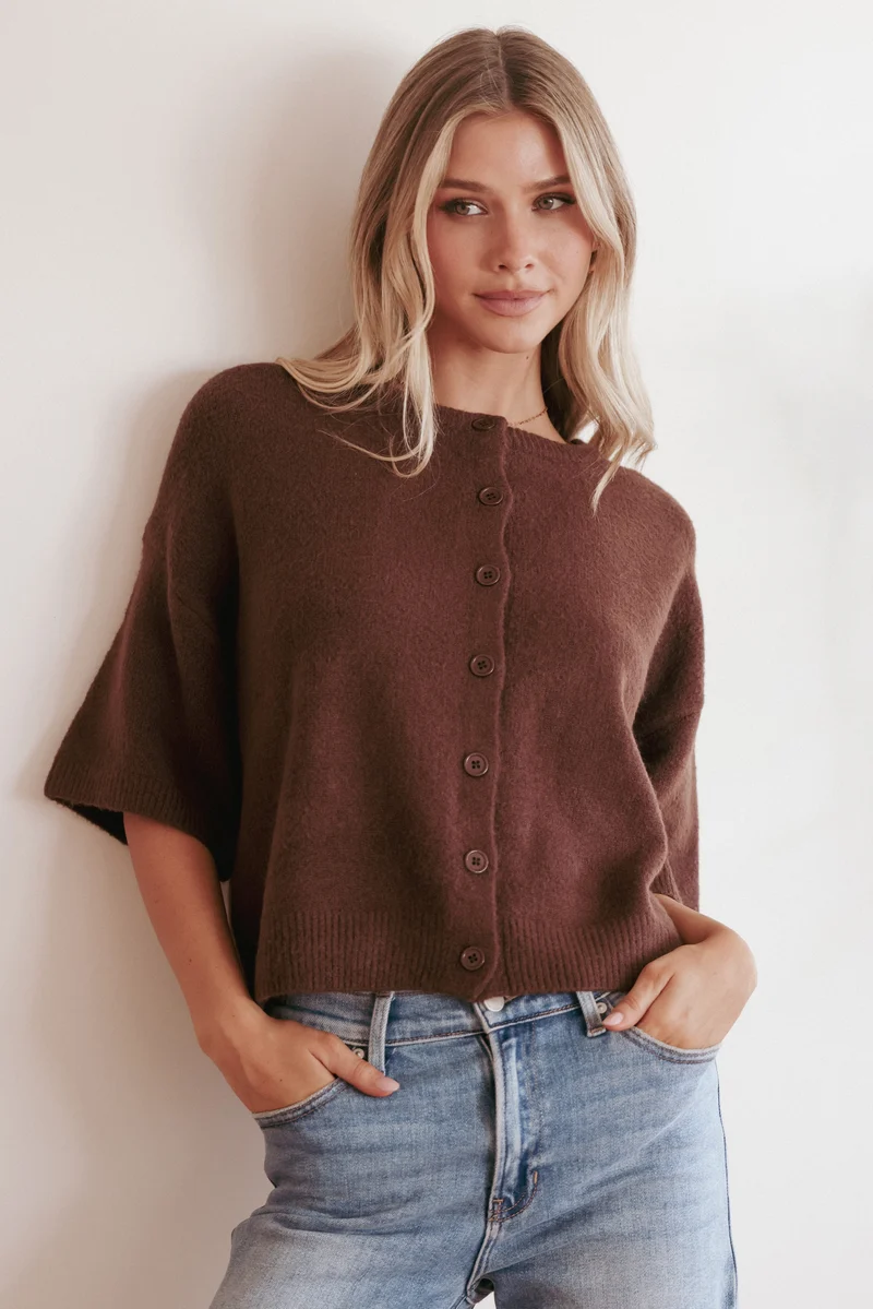Lilith Knit Top - Chocolate Brown