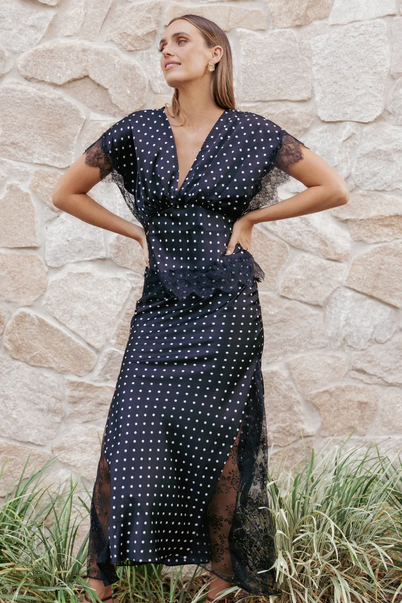 Ailbhe Lace Skirt - Black Polka Dot