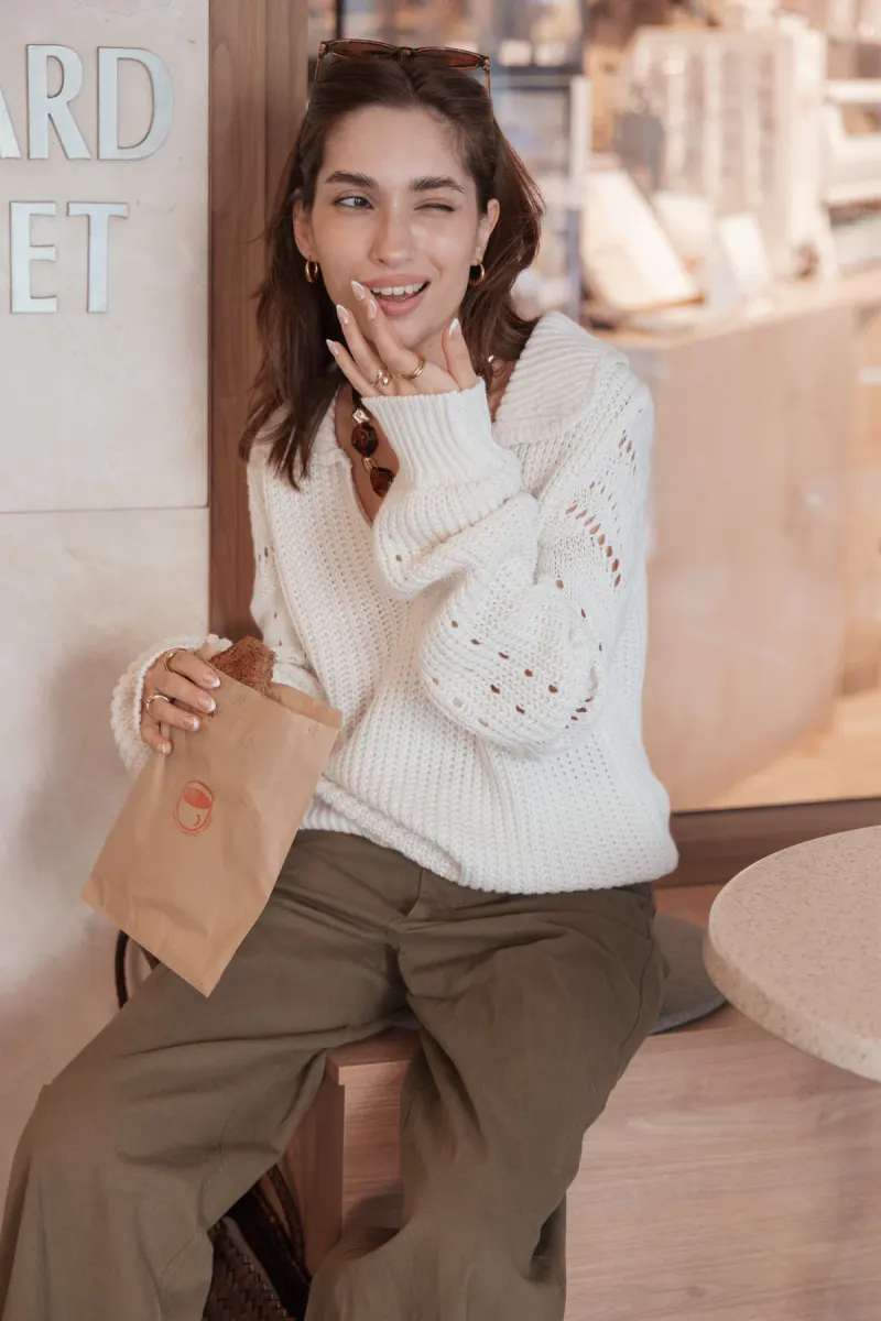 Fitzgerald Pointelle Polo Sweater - Cream