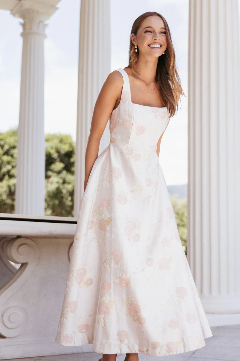 Zaria Midi Dress - Pink Floral