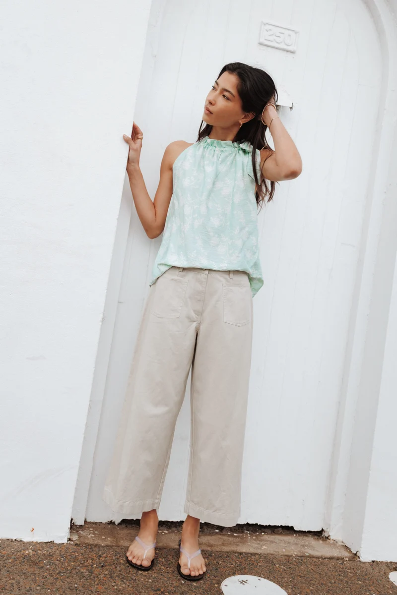 Alamara Cropped Twill Trouser Pants - Oatmeal