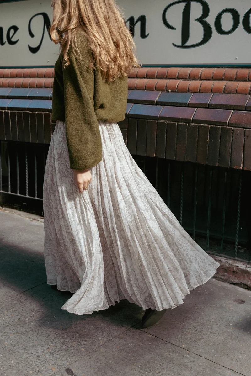 Nicki Pleated Maxi Skirt - Snake Print