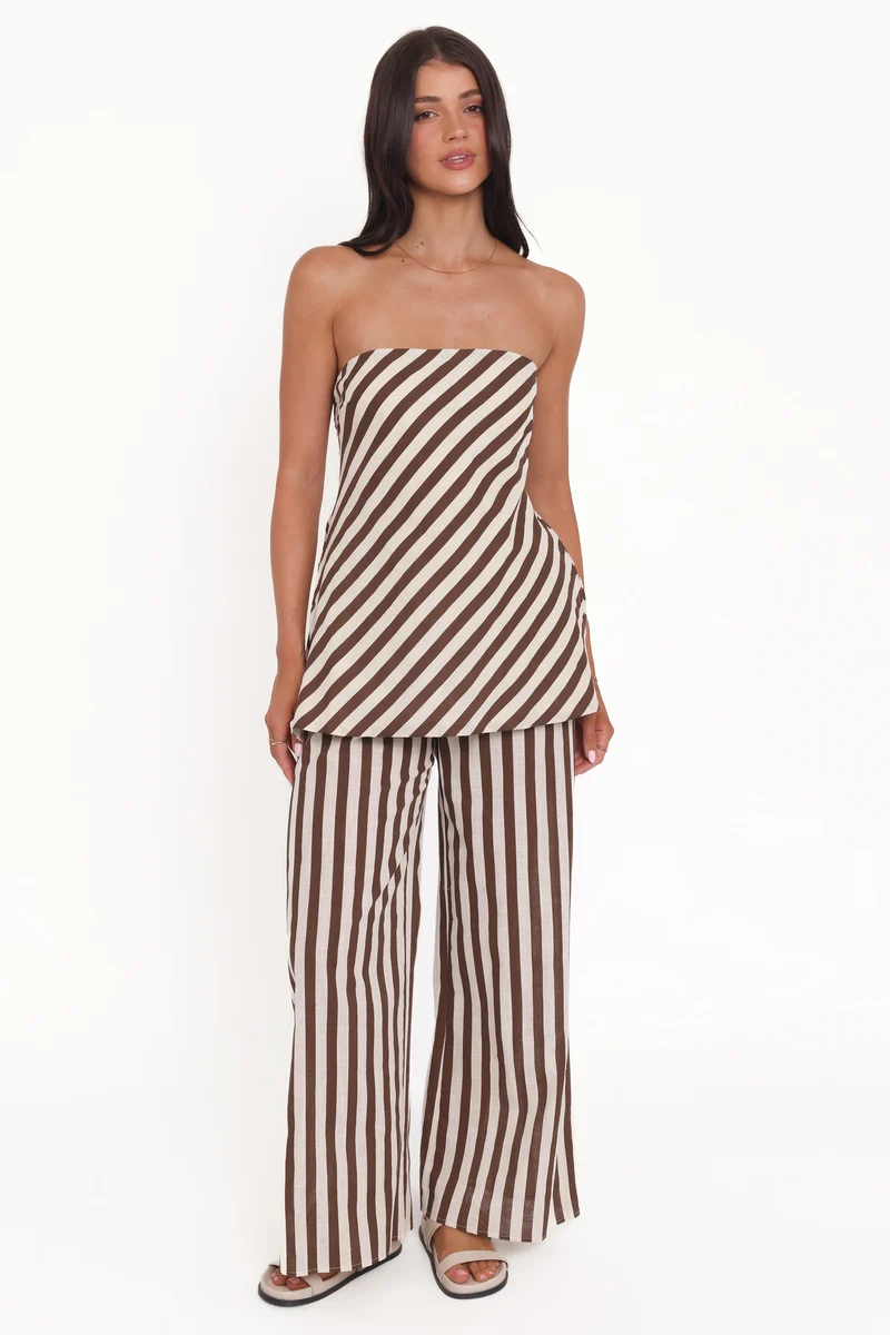 Kim Pant Set - Brown Stripe