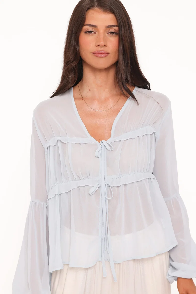 Chiaro Sheer Top - Light Blue