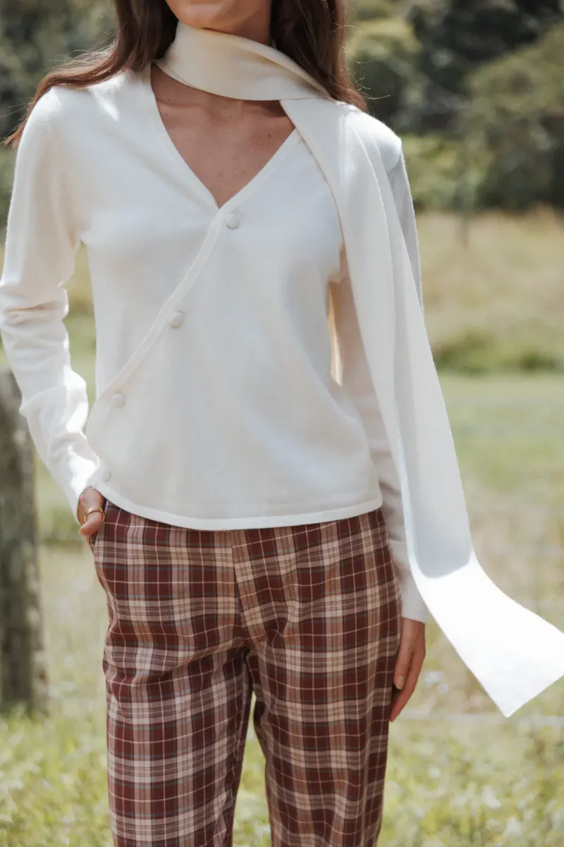 Cassinda Scarf Cardigan - Cream