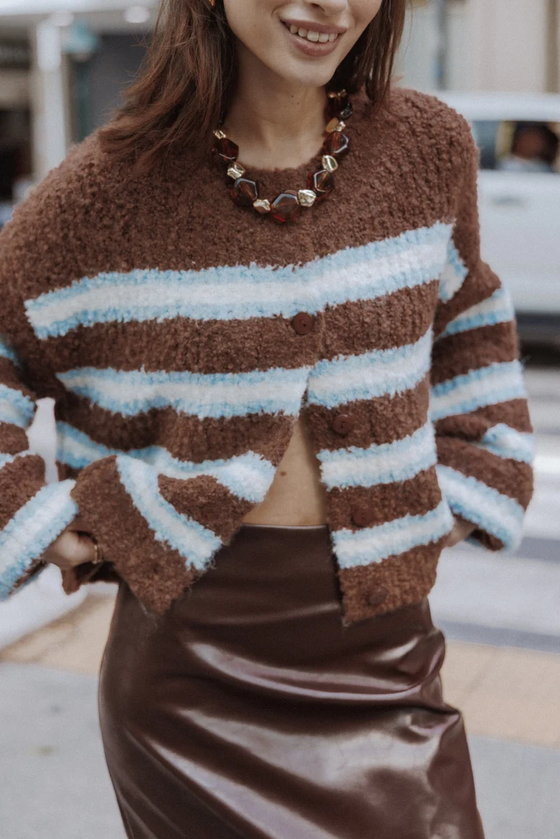 Albertine Cardigan - Brown Stripe