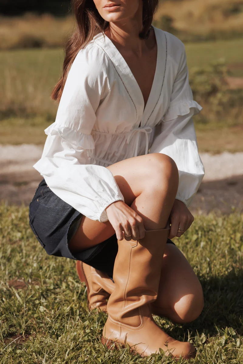 Jewel Tie Top - White