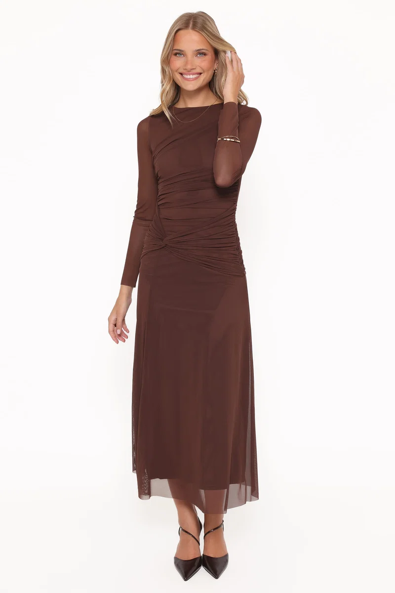 Colton Long Sleeve Maxi Dress - Brown