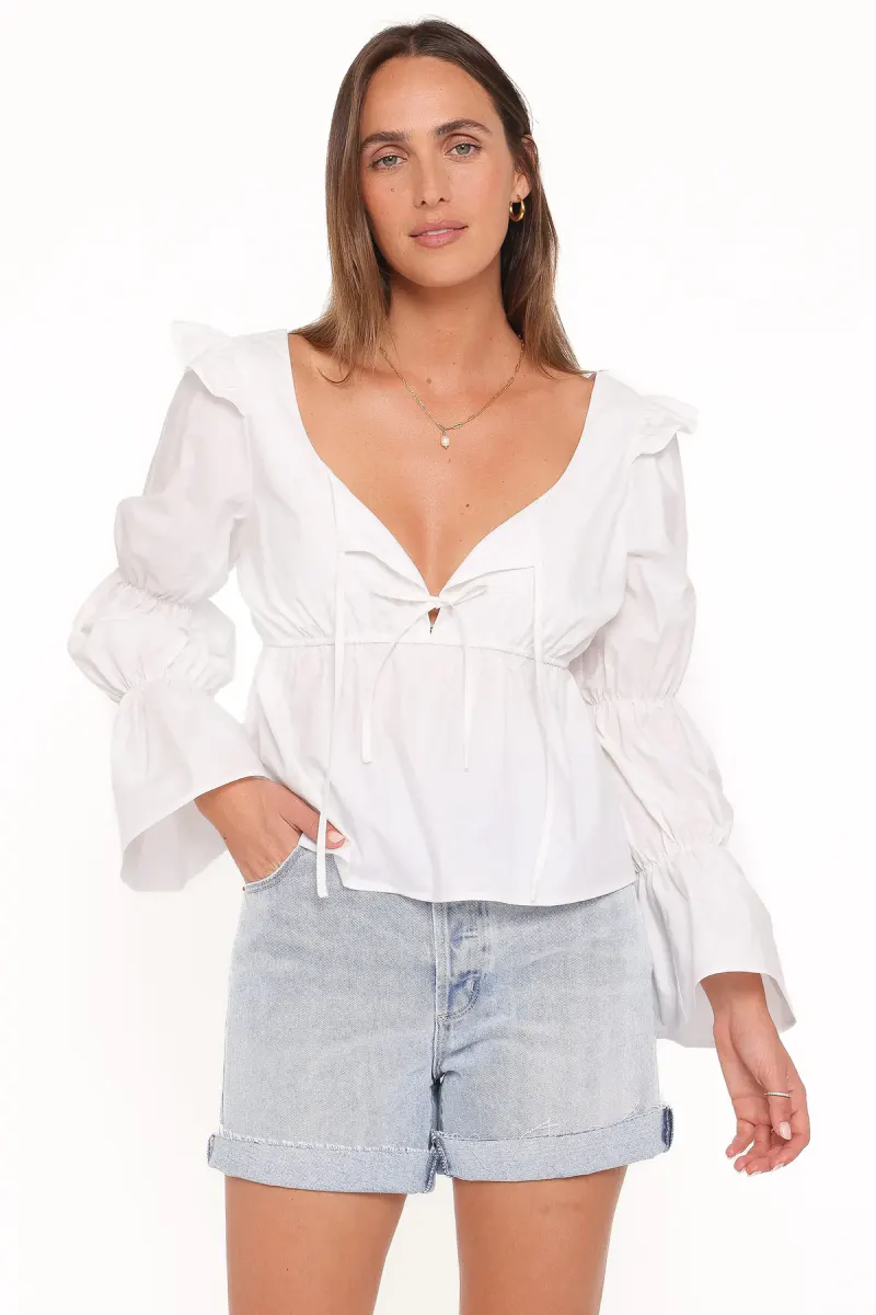 Bairbre Peasant Top - White