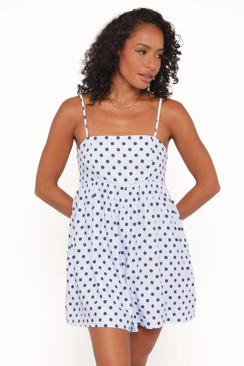 Quinley Playsuit - Blue Polka Dot