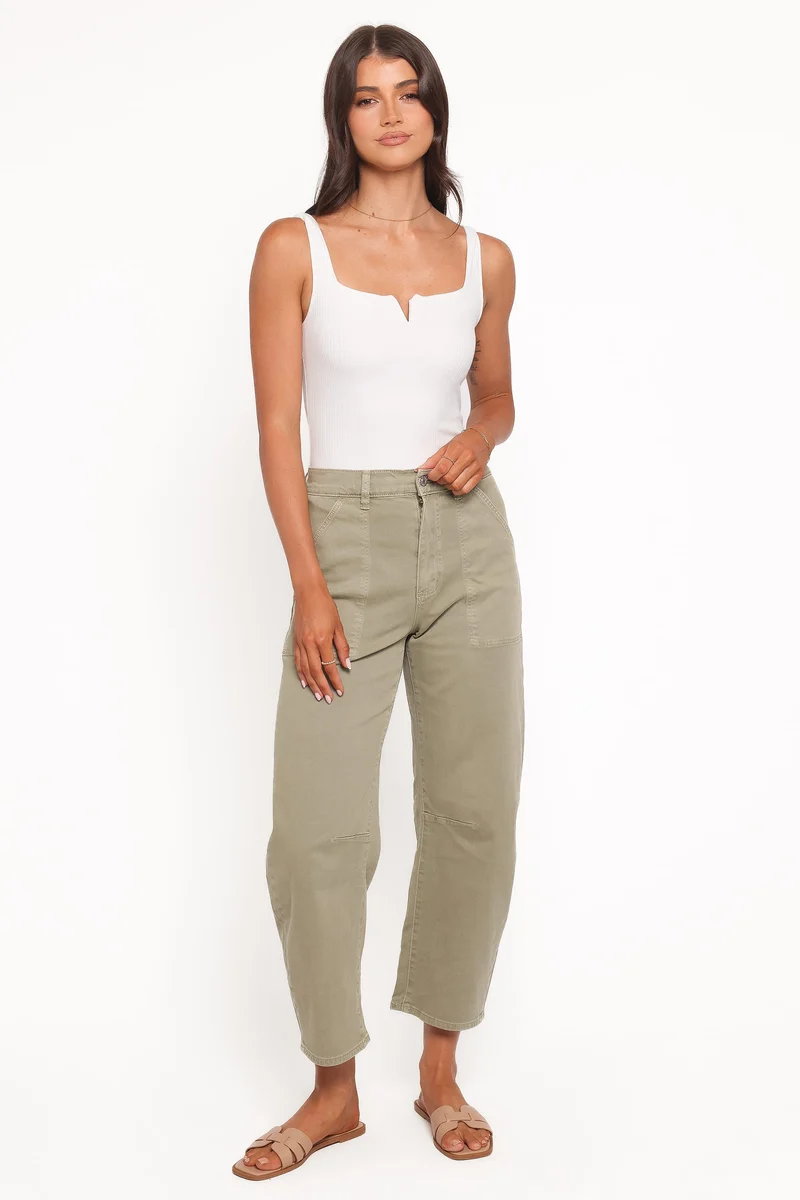 Rollas Gigi Barrel Drill Jeans - Summer Olive