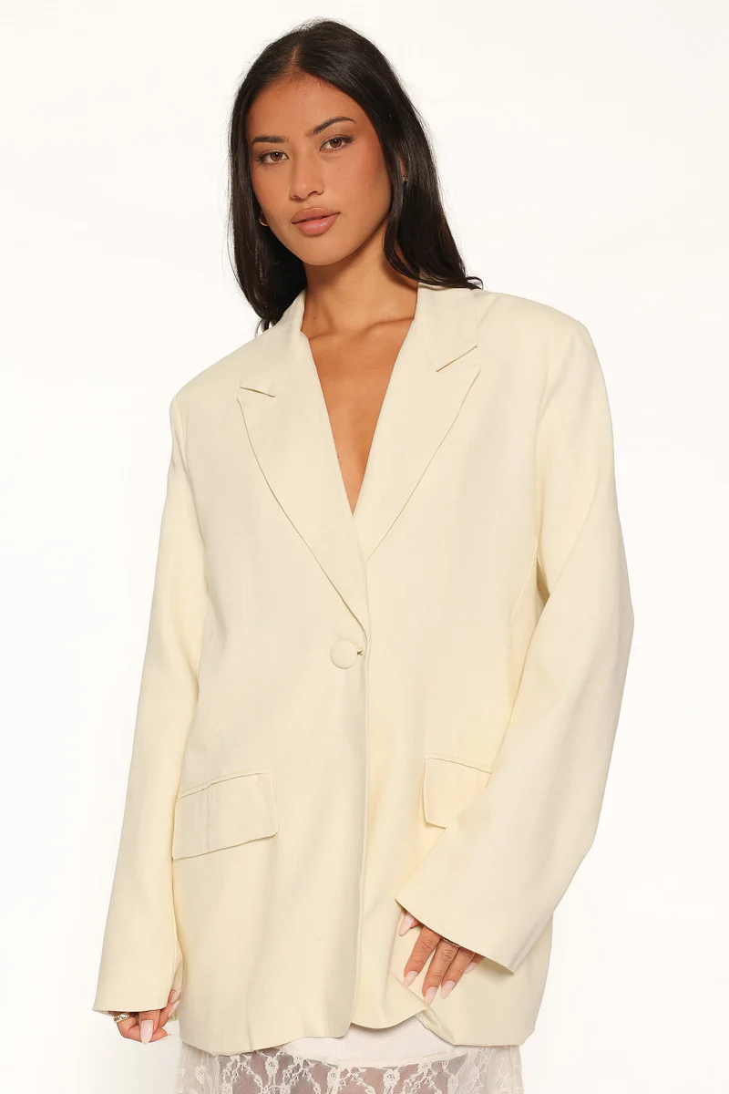 Tove Tie Back Blazer - Butter Yellow Linen