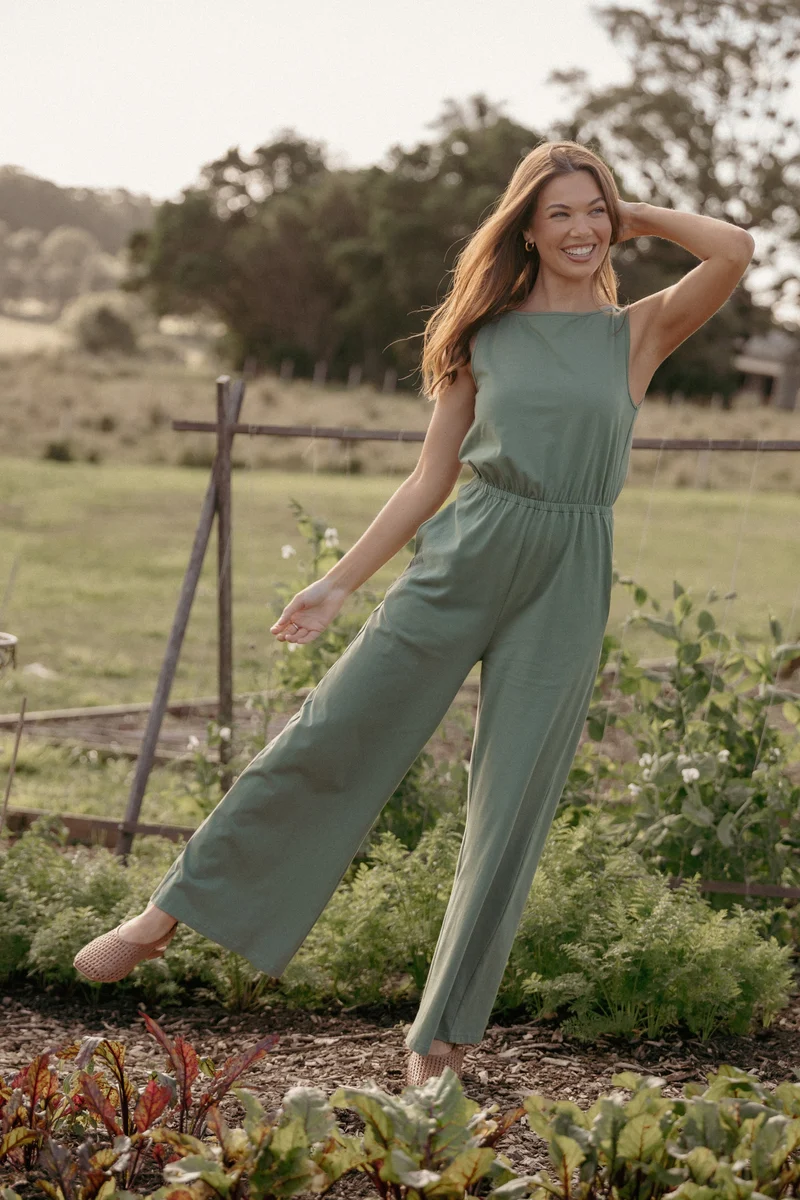 Sansa Stretch Jumpsuit - Sage Green