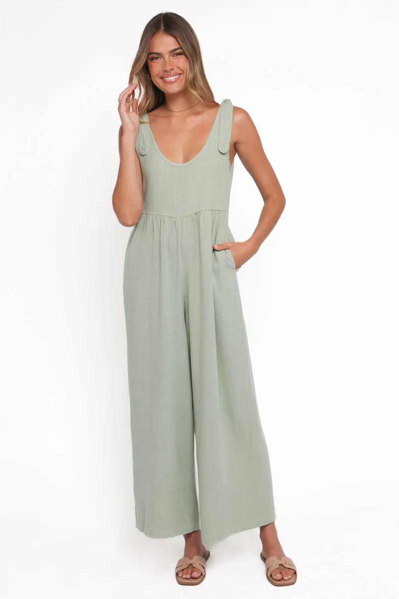 Ayla Linen Jumpsuit - Sage