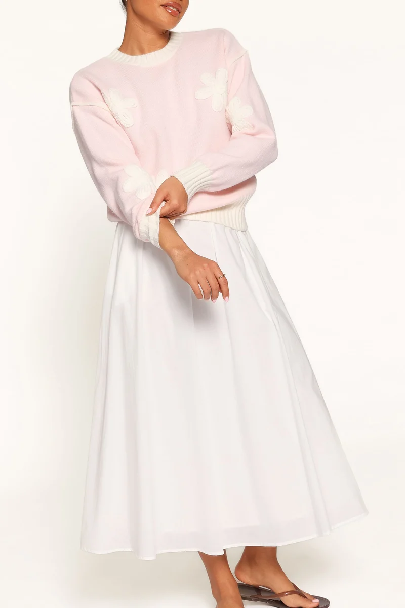 Calypso Floral Sweater - Pale Pink