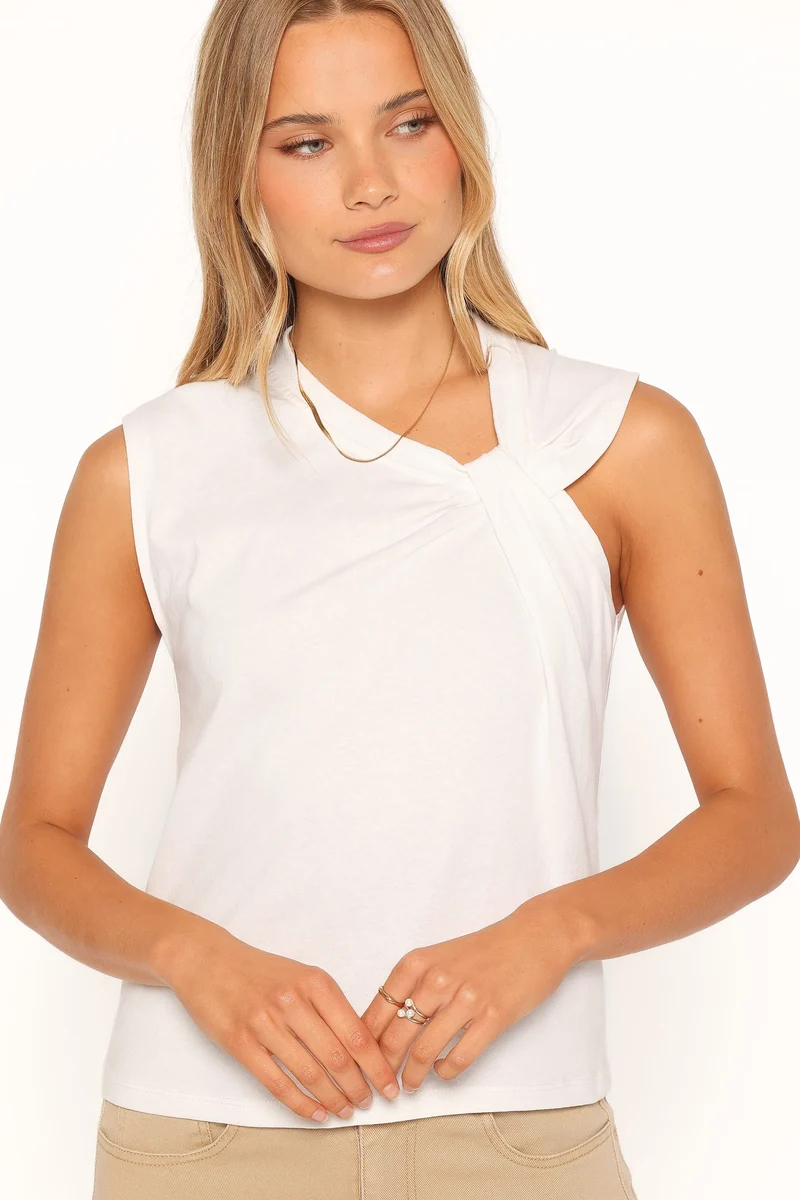 Maddy Twist Knit Tee - White
