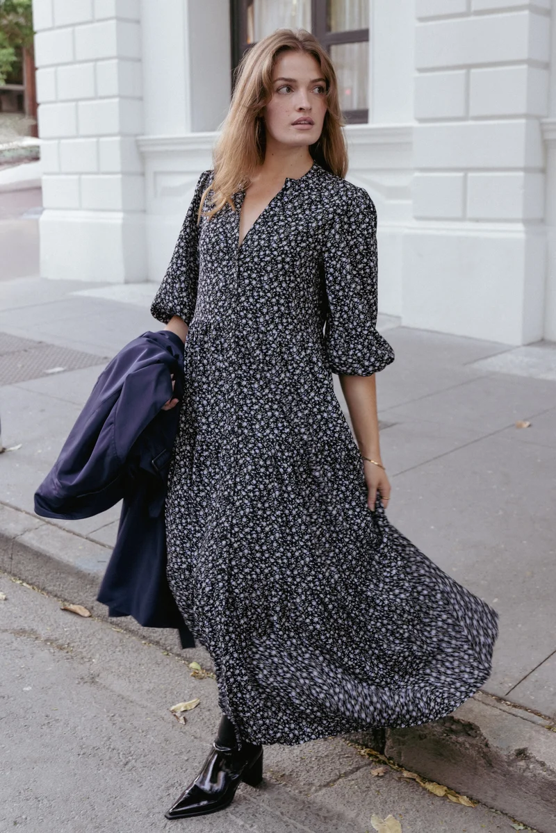 Dixon Maxi Dress - Black Ditsy Floral