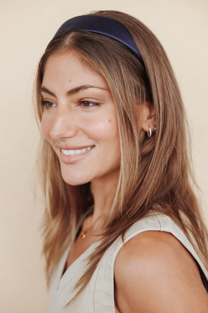 Hazel Velvet Headband - Navy