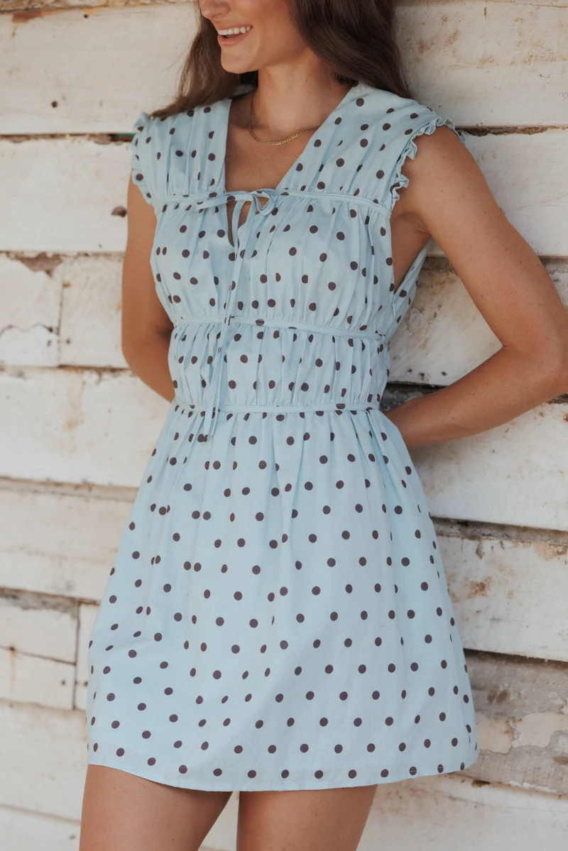 Pipper Mini Dress - Blue Polka Dot