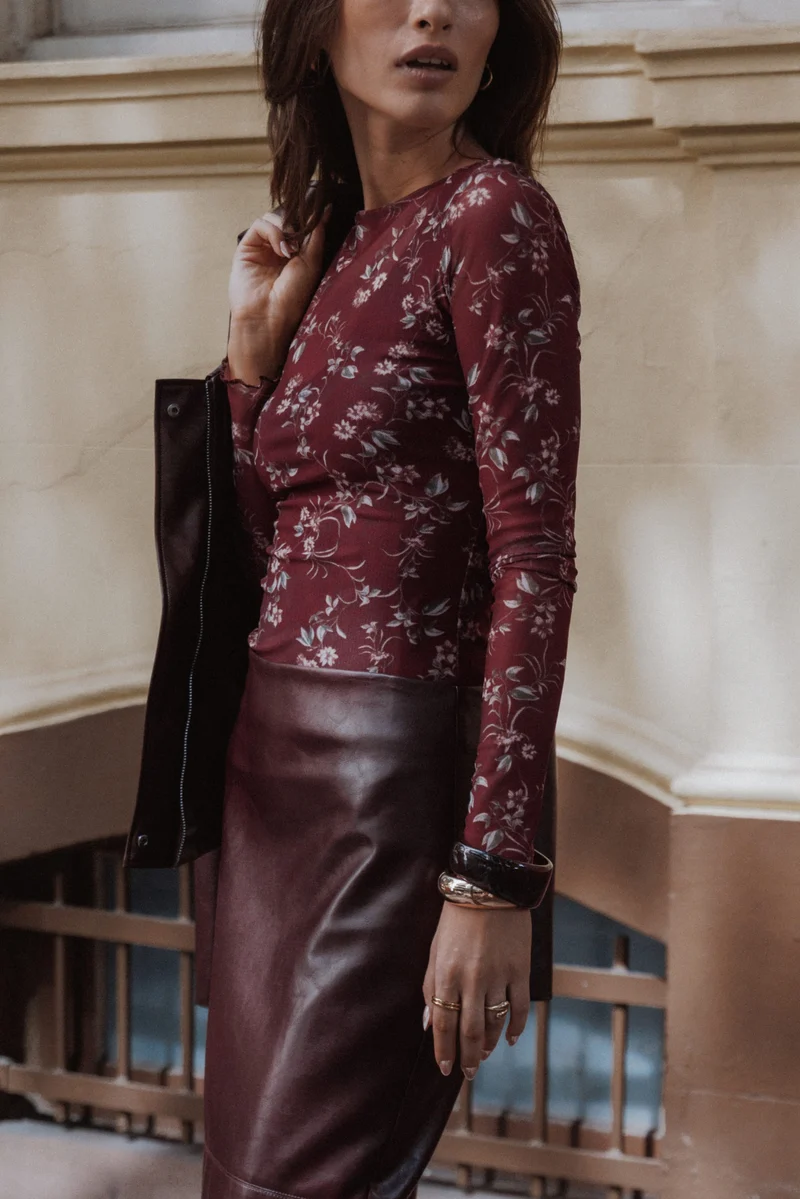 Ermen Mesh Top - Rust Floral