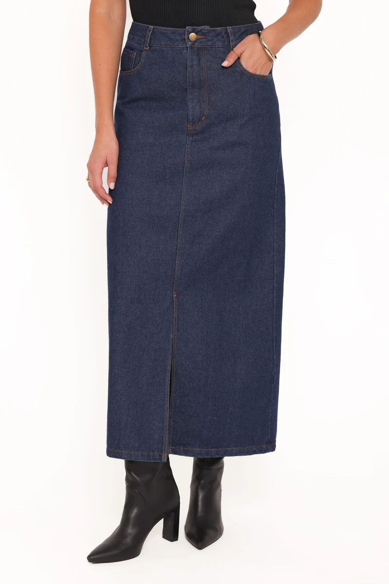 Dana Denim Midi Skirt - Midnight
