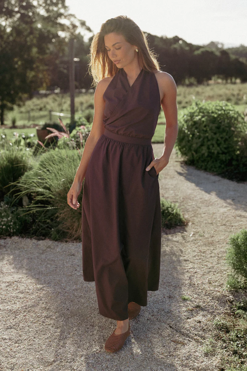 Tasmin Halterneck Maxi Dress - Espresso