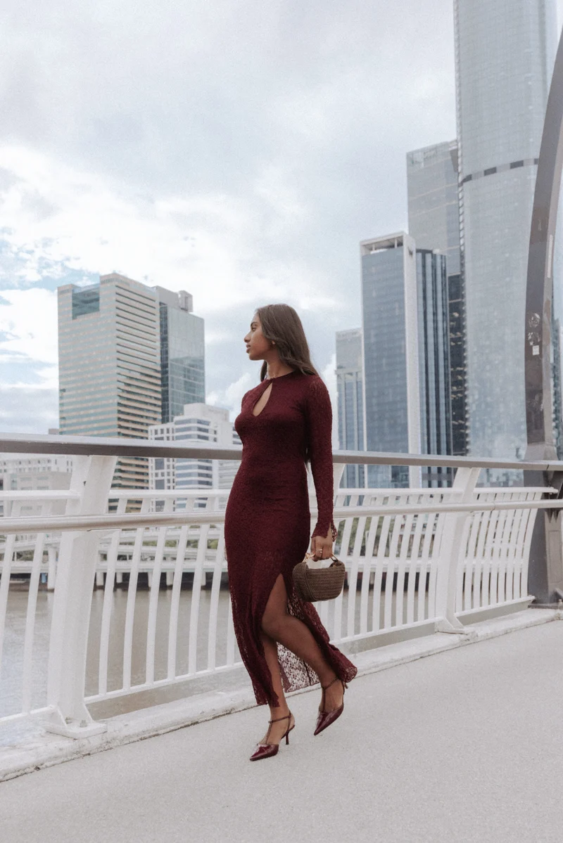 Darlita Lace Maxi Dress - Burgundy