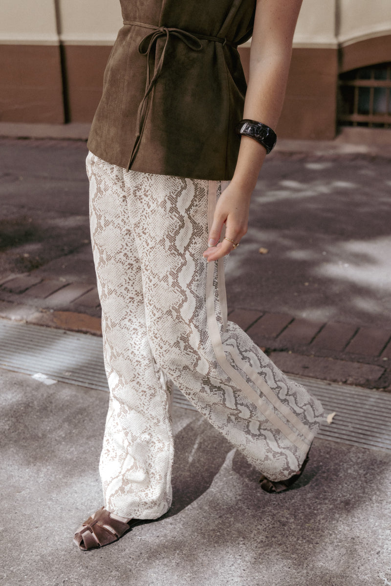Fletcher Denim Racer Pants - Snake Print