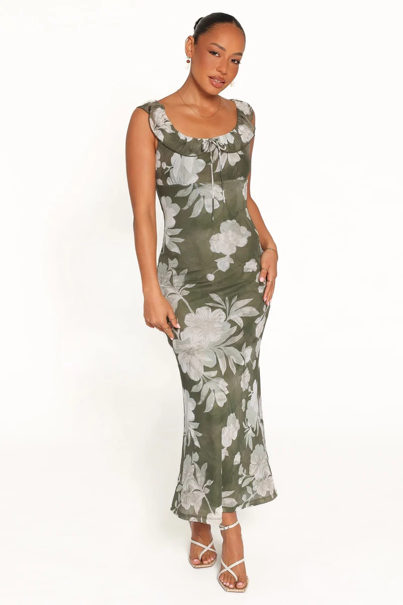 Edna Maxi Dress - Green Floral