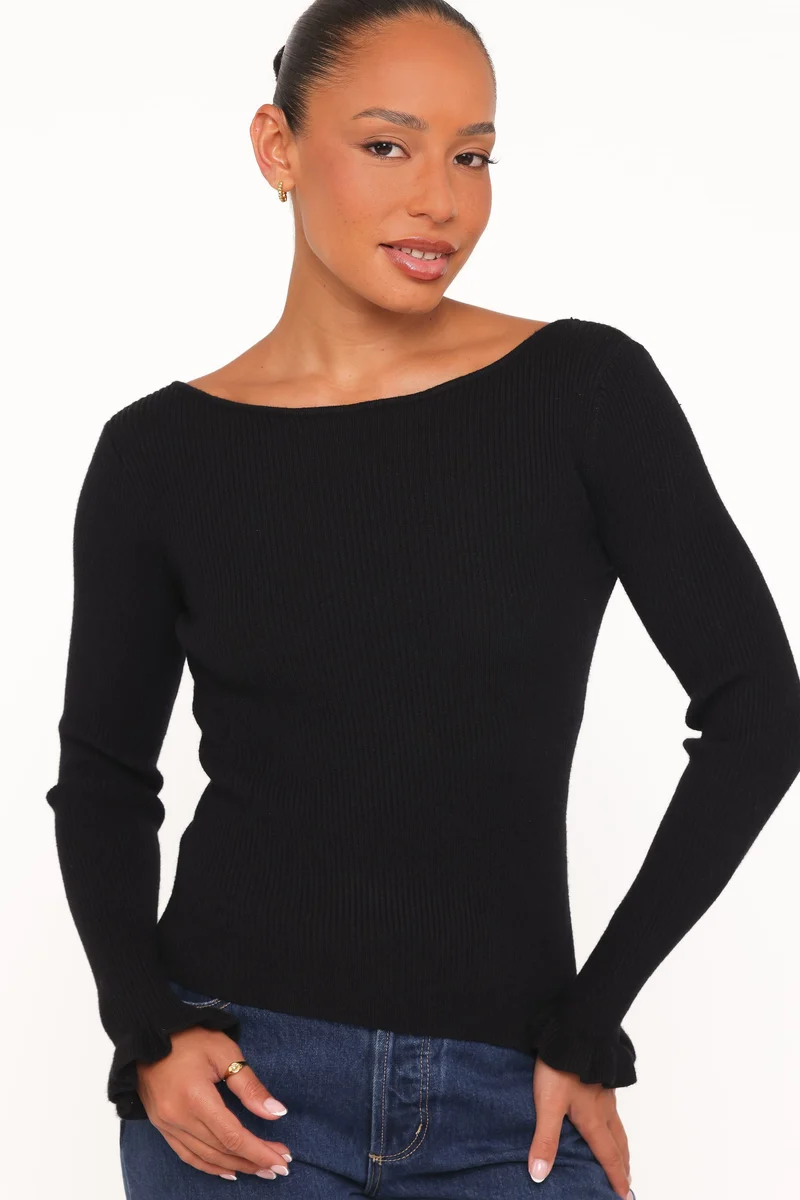 Fiana Knitted Top - Black