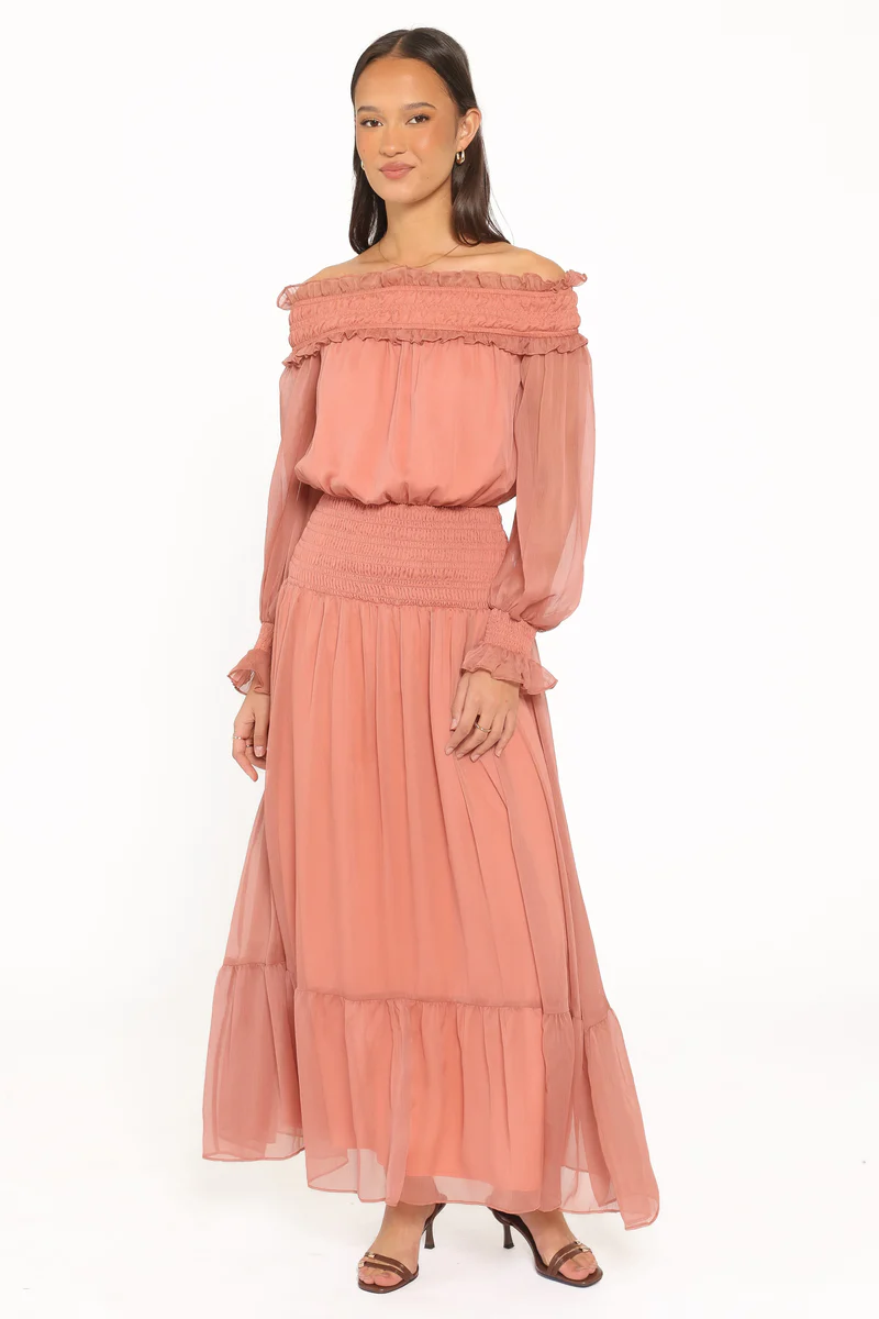 Paris Off Shoulder Maxi Dress - Vintage Mauve