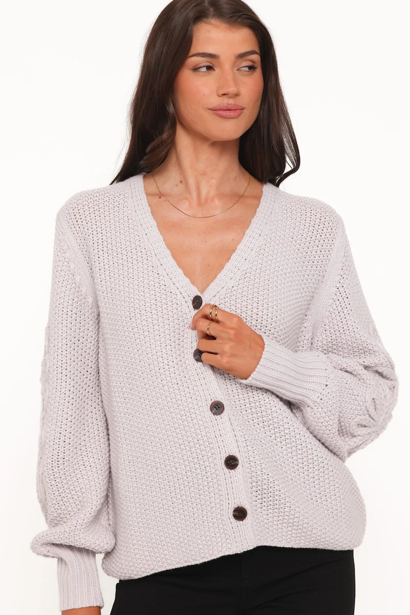 Arcadia Floral Cardigan - Light Grey