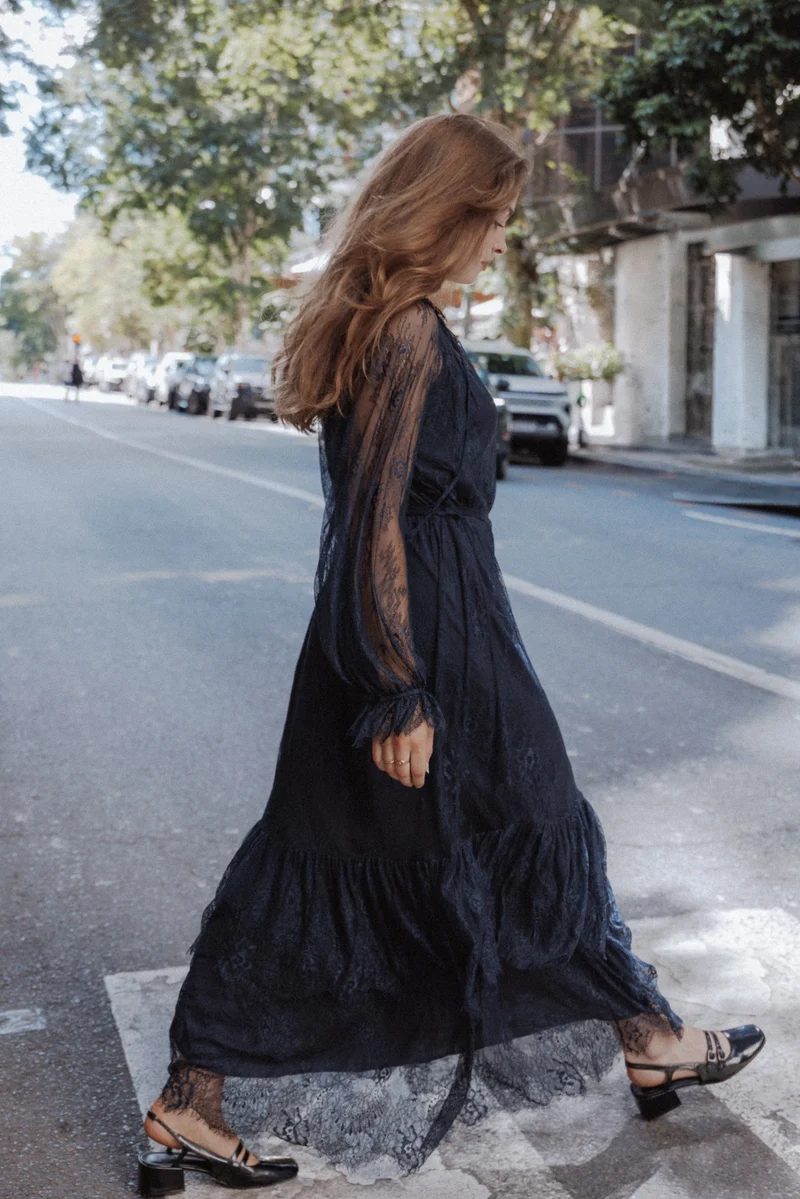 Marnelle Lace Maxi Dress - Midnight Navy