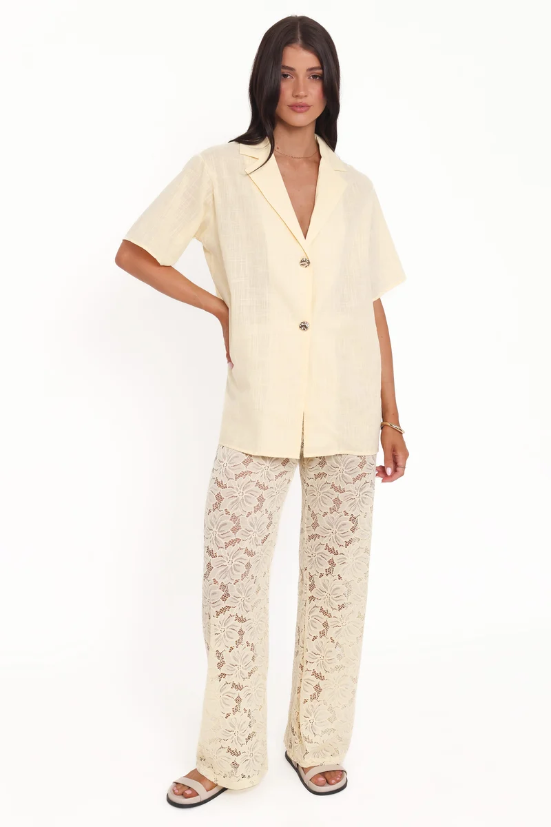 Mindy Lace Pant Set - Yellow