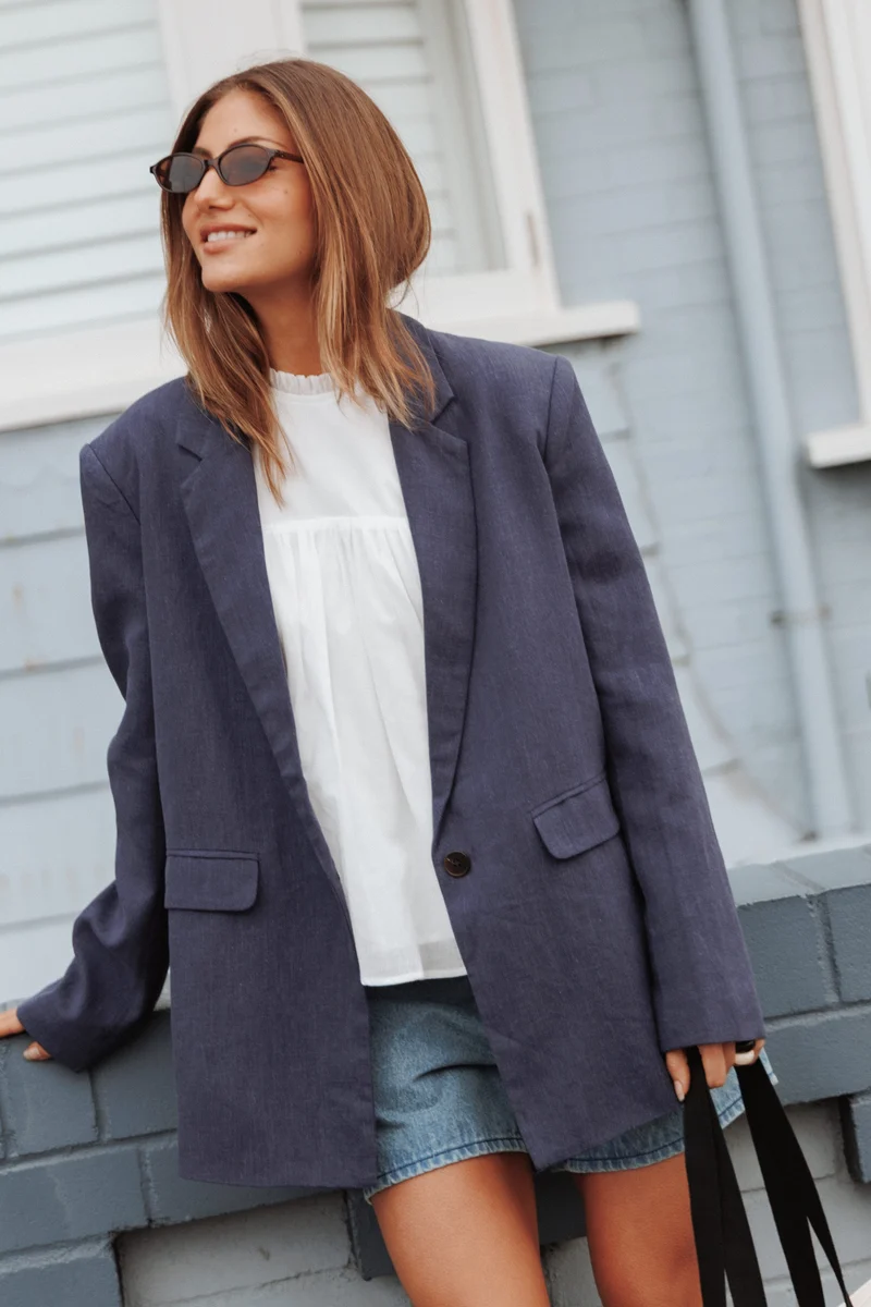 Rhodes Oversized Blazer - Navy Blue