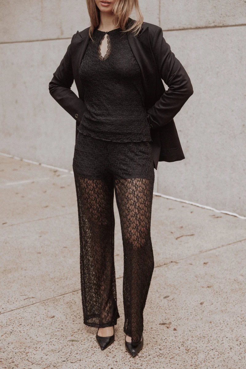 Bellis Lace Pant Set - Black